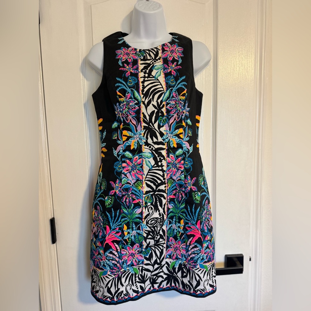 Lilly Pulitzer Black and White Sheath Mini Dress onyx paradise